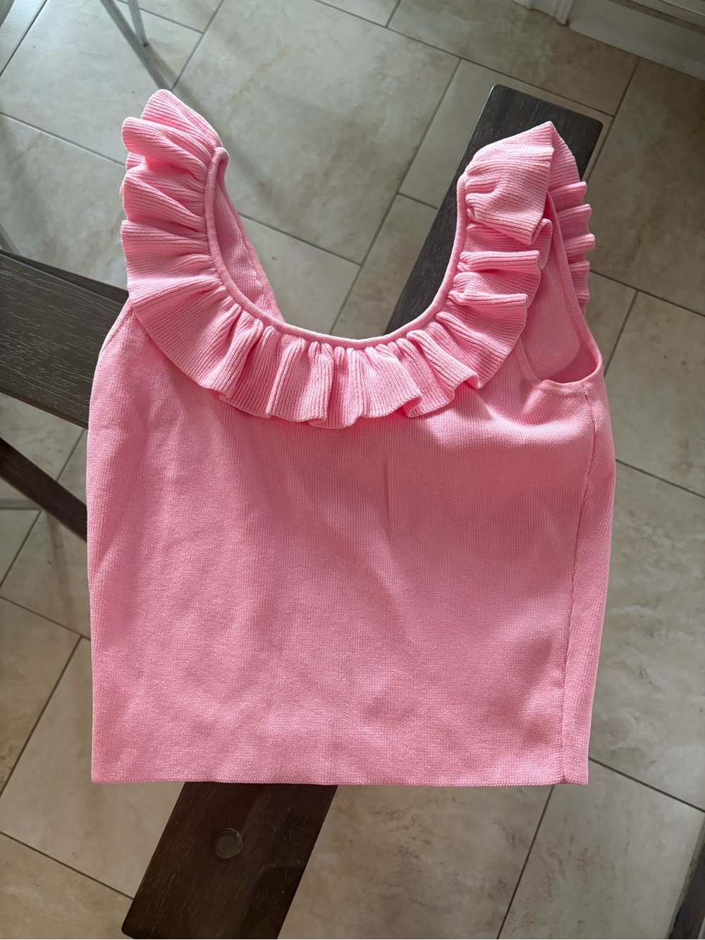 Endless Rose Pink Ruffle Scoop Neck Tank Top